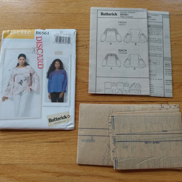 Pullover Blouse Sewing Pattern Plus Size 14-22 UNCUT Butterick 6561 Fairycore - Picture 8 of 10